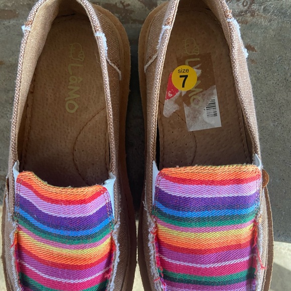 Lamo Women's Brown Slip-On Loafers with Multicolor Striped Upper - Picture 5 of 8